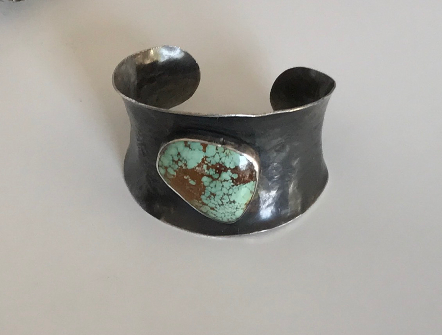 cuff bracelet with American turquoise cabochon